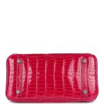 Hermes Birkin 25 Rose Mexico Shiny Porosus Crocodile Palladium Hardware - Image 5