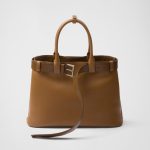 Prada Buckle Large Leather Handbag With Belt