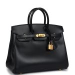 Hermes Birkin 25 Black Box Gold Hardware - Image 2