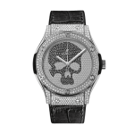 Hublot Classic Fusion SKULL Full Diamonds Moissanite Pave 42mm Black Dial – Handcrafted Diamod