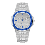 Patek Philippe Nautilus 5711/1A 40mm Demi Baugette Blue Full Moissanite HongKong – Customize Diamod