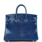 Hermes Birkin 25 Bleu Saphir Lizard Palladium Hardware - Image 4