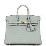 Hermes Birkin 25 Gris Neve Matte Alligator Gold Hardware