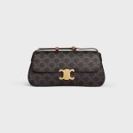 MEDIUM CELINE LOLA BAG IN TRIOMPHE CANVAS AND CALFSKIN TAN