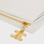 COMPACT WALLET TRIOMPHE CHARMS IN GRAINED CALFSKIN RICE - Image 5