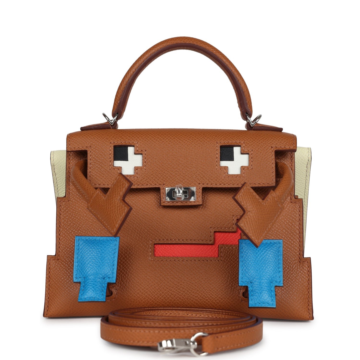 23fee3887375ce755cf7342c4cb60734b17bc2f2 Hermes “Quelle Idolle” Picto Kelly Doll Gold, Bleu Zanzibar, Jaune Milton and Orange Field Epsom/Swift Palladium Hardware - Image 1