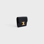 CARD HOLDER WITH FLAP TRIOMPHE IN SHINY CALFSKIN BLACK - Image 2