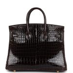 Hermes Birkin 25 Macassar Shiny Porosus Crocodile Gold Hardware - Image 4