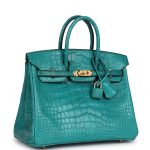 Hermes Birkin 25 Bleu Paon Matte Alligator Gold Hardware - Image 2