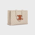 LARGE CABAS THAIS IN TEXTILE WITH TRIOMPHE CANVAS PRINT AND CALFSKIN WHITE - Image 2