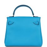 Hermes “Quelle Idolle” Kelly Doll Bleu Frida and Rose Extreme Swift Palladium Hardware - Image 4