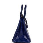 Hermes Birkin 25 Bleu Electric Shiny Niloticus Crocodile Palladium Hardware - Image 6