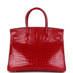Hermes Birkin 30 Braise Shiny Porosus Crocodile Gold Hardware - Image 4