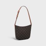 MEDIUM CELINE CROQUE BAG IN TRIOMPHE CANVAS AND CALFSKIN TAN - Image 2