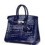 Hermes Birkin 25 Bleu Electric Shiny Niloticus Crocodile Palladium Hardware - Image 4