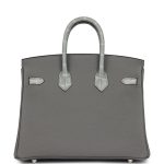 Hermes Birkin 25 Gris Meyer Togo and Gris Ciment Matte Alligator Touch Palladium Hardware - Image 4