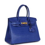 Hermes Birkin 30 Bleu Electric Matte Alligator Gold Hardware - Image 2