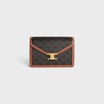 ENVELOPPE BAG IN TRIOMPHE CANVAS AND CALFSKIN TAN