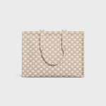 LARGE CABAS THAIS IN TEXTILE WITH TRIOMPHE CANVAS PRINT AND CALFSKIN WHITE - Image 3