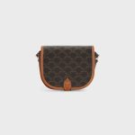 MEDIUM FOLCO BAG IN TRIOMPHE CANVAS AND CALFSKIN TAN