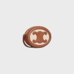 CROSSBODY OVAL PURSE CUIR TRIOMPHE IN TEXTILE AND CALFSKIN NATURAL / TAN - Image 2