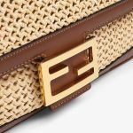 Baguette Brown Leather and Macramé Bag - Image 5
