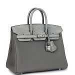 Hermes Birkin 25 Gris Meyer Togo and Gris Ciment Matte Alligator Touch Palladium Hardware - Image 2