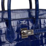 Hermes Birkin 25 Bleu Electric Shiny Niloticus Crocodile Palladium Hardware - Image 5