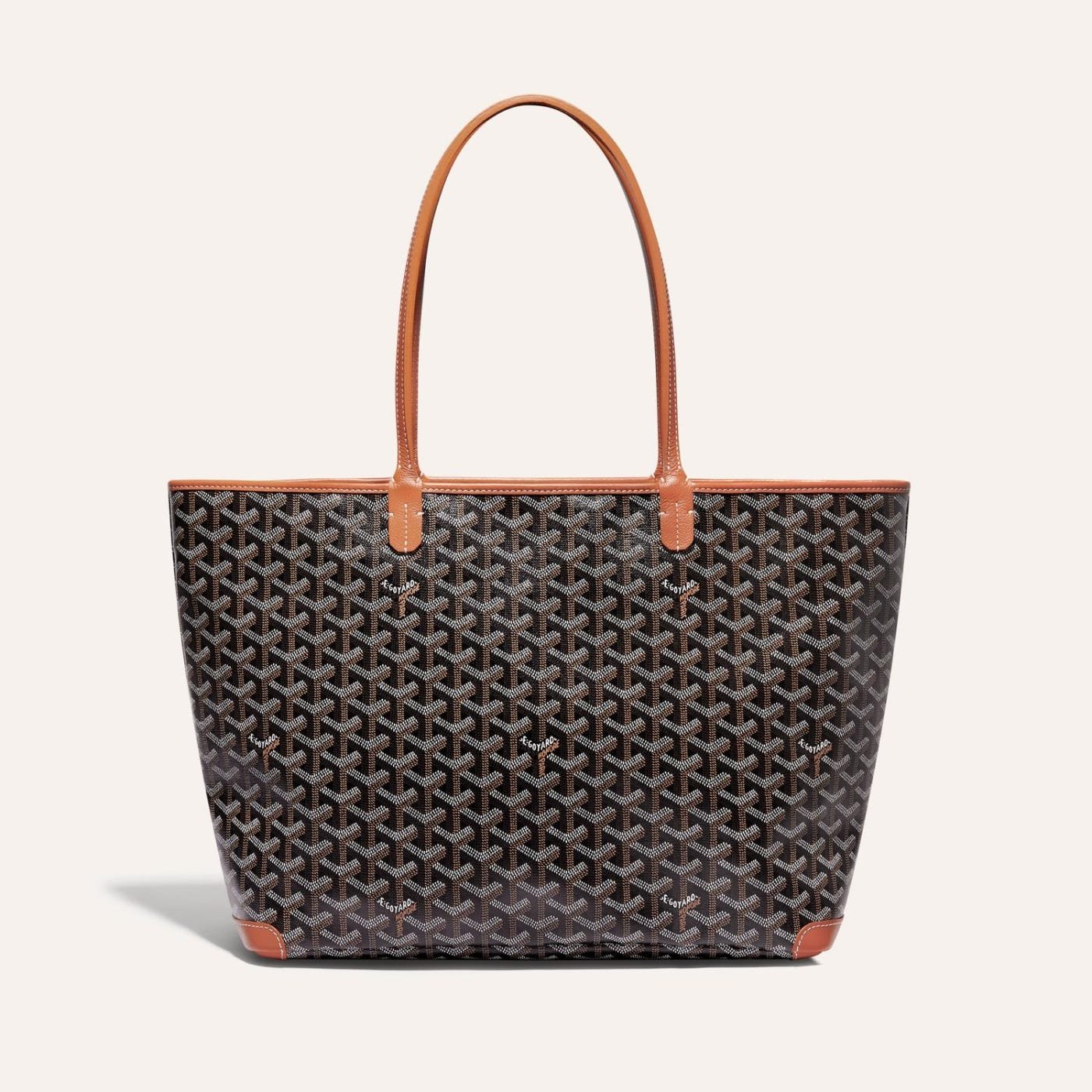7dcffa20b5086afcbafe56da71ce7187d696d35f Goyard Artois Tote MM Black and Brown Goyardine Canvas & Chevroches Calfskin Palladium Hardware - Image 1