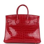 Hermes Birkin 25 Braise Shiny Porosus Crocodile Gold Hardware - Image 4