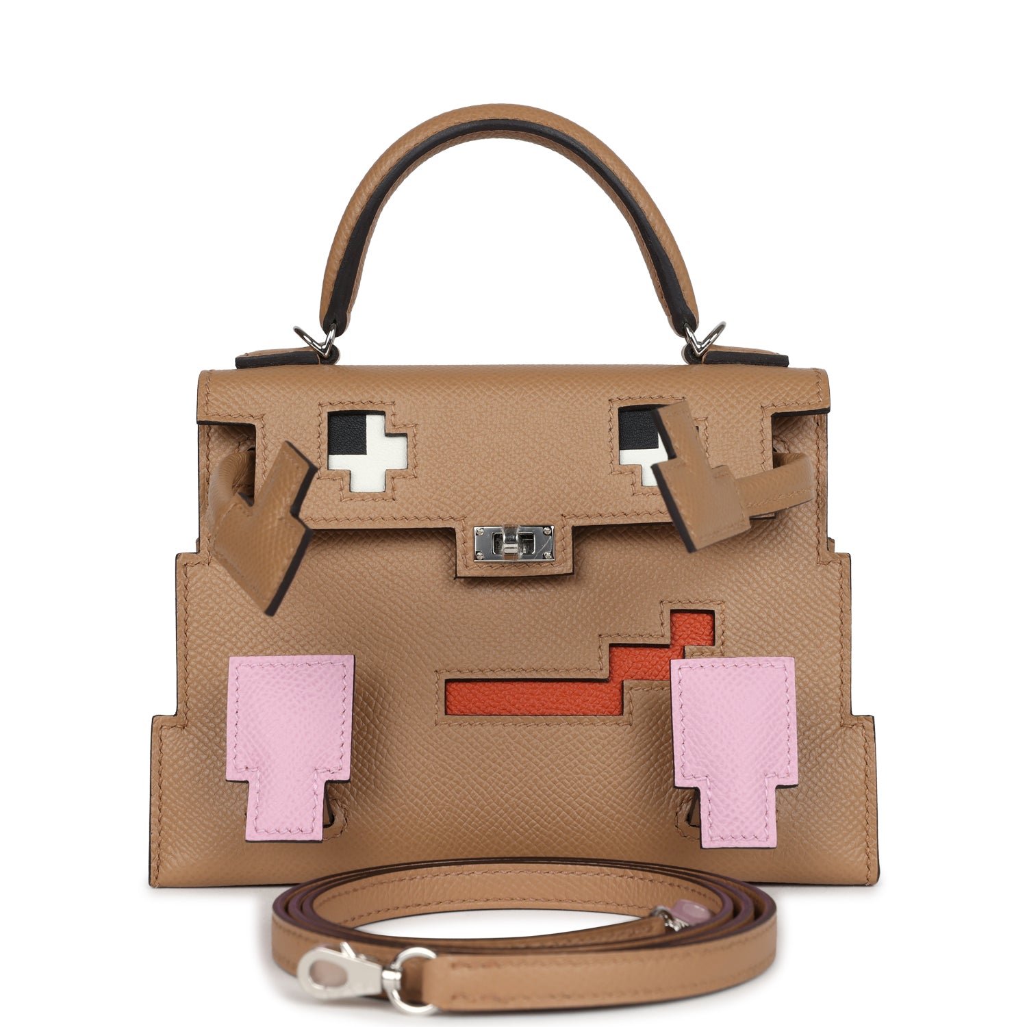 81b6406bfbffe0897b7396bd78217181e41cc74d Hermes “Quelle Idolle” Picto Kelly Doll Chai/Mauve Sylvestre/Bleu Celeste/Terre Battue Epsom Palladium Hardware - Image 1