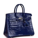 Hermes Birkin 25 Bleu Electric Shiny Niloticus Crocodile Palladium Hardware - Image 2