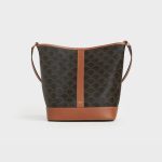 MEDIUM BUCKET IN TRIOMPHE CANVAS AND CALFSKIN TAN