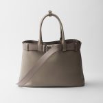 Prada Buckle Large Leather Handbag With Belt