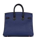 Hermes Birkin 25 Bleu Saphir Taurillion Novillo and Bleu Marine Matte Alligator Touch Rose Gold Hardware - Image 4