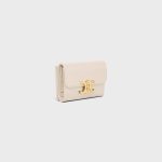 COMPACT WALLET WITH COIN TRIOMPHE IN SHINY CALFSKIN PALE BEIGE - Image 2