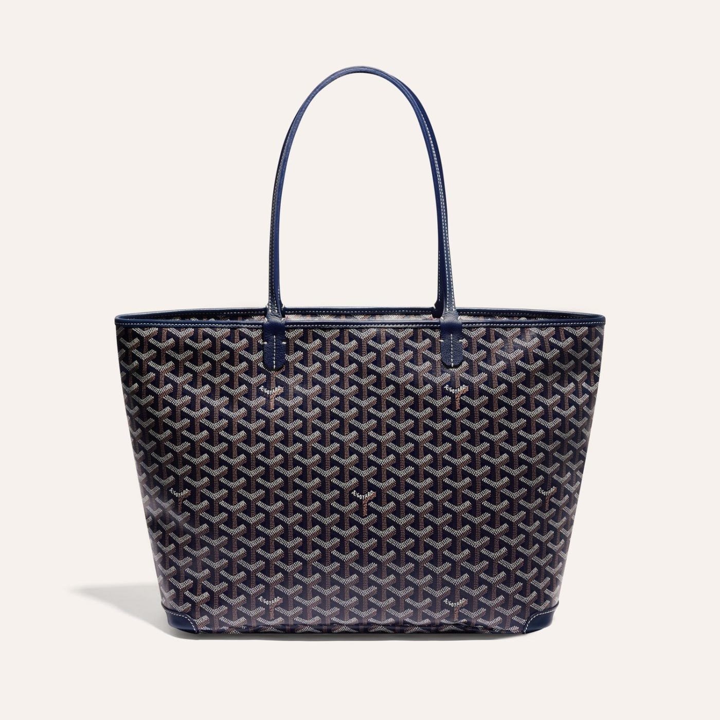8a6d50ec1ec189f23835abb93122bf748ef28781 Goyard Artois MM Tote Navy Goyardine Canvas & Chevroches Calfskin Palladium Hardware - Image 1