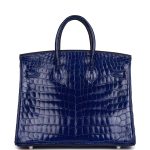 Hermes Birkin 25 Bleu Electric Shiny Niloticus Crocodile Palladium Hardware - Image 3