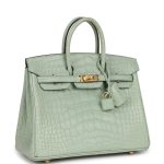 Hermes Birkin 25 Vert D’Eau Matte Alligator Gold Hardware - Image 2