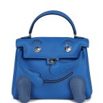 Hermes “Quelle Idolle” Kelly Doll Bleu Zellige and Bleu Agate Swift Palladium Hardware