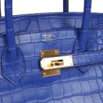 Hermes Birkin 30 Bleu Electric Matte Alligator Gold Hardware - Image 6