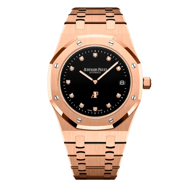 Thiet-ke-chua-co-ten-37-2 Audemars Piguet Royal Oak “Jumbo” Extra-Thin 15207OR.OO.1240OR.01 39mm Black Dial Rose Gold – VIP Version - Image 1