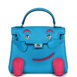 Hermes “Quelle Idolle” Kelly Doll Bleu Frida and Rose Extreme Swift Palladium Hardware