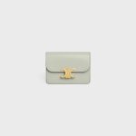 CARD HOLDER WITH FLAP TRIOMPHE IN SHINY CALFSKIN LIGHT CLAY