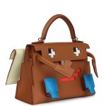 Hermes “Quelle Idolle” Picto Kelly Doll Gold, Bleu Zanzibar, Jaune Milton and Orange Field Epsom/Swift Palladium Hardware - Image 2