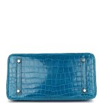 Hermes Birkin 30 Bleu Izmir Shiny Niloticus Crocodile Palladium Hardware - Image 5