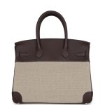 Hermes Birkin 30 Bivouac Ficelle Canvas and Moka Swift Palladium Hardware - Image 4