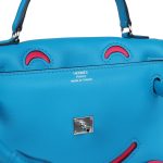 Hermes “Quelle Idolle” Kelly Doll Bleu Frida and Rose Extreme Swift Palladium Hardware - Image 6