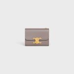 COMPACT WALLET WITH COIN TRIOMPHE IN SHINY CALFSKIN PEBBLE