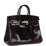 Hermes Birkin 25 Macassar Shiny Porosus Crocodile Gold Hardware - Image 2